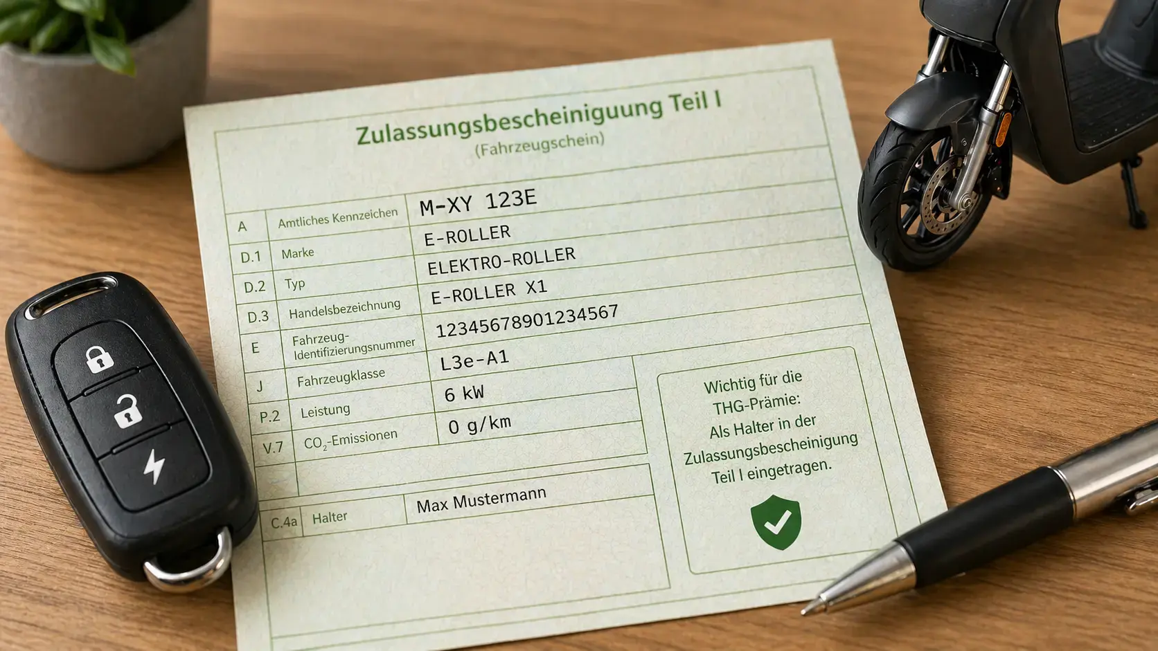 Für die THG-Prämie brauchst du den Fahrzeugschein
