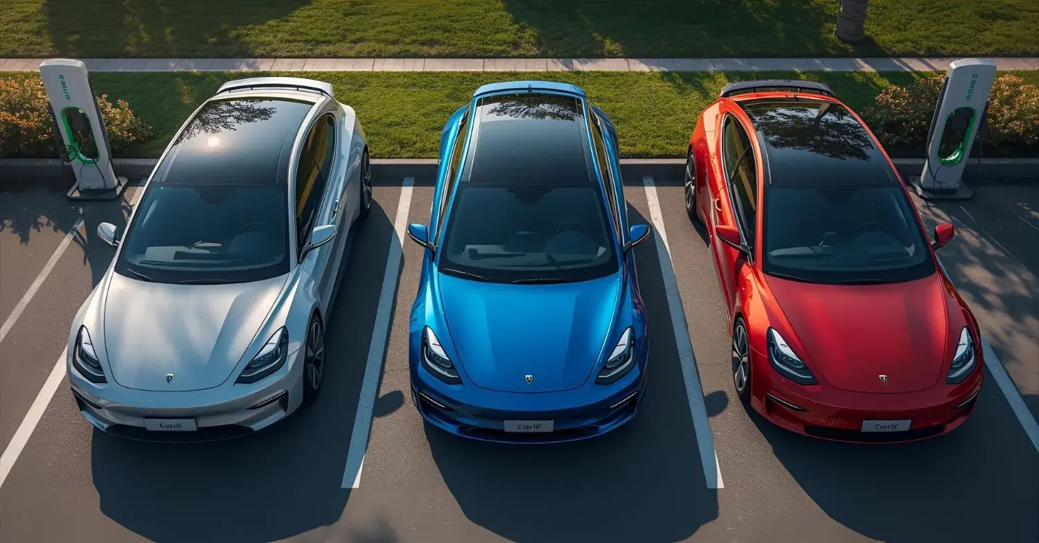 Drei Elektroautos an Ladestation – Symbolbild für THG-Quote 2026, Marktpreise und Auszahlung der THG-Prämie