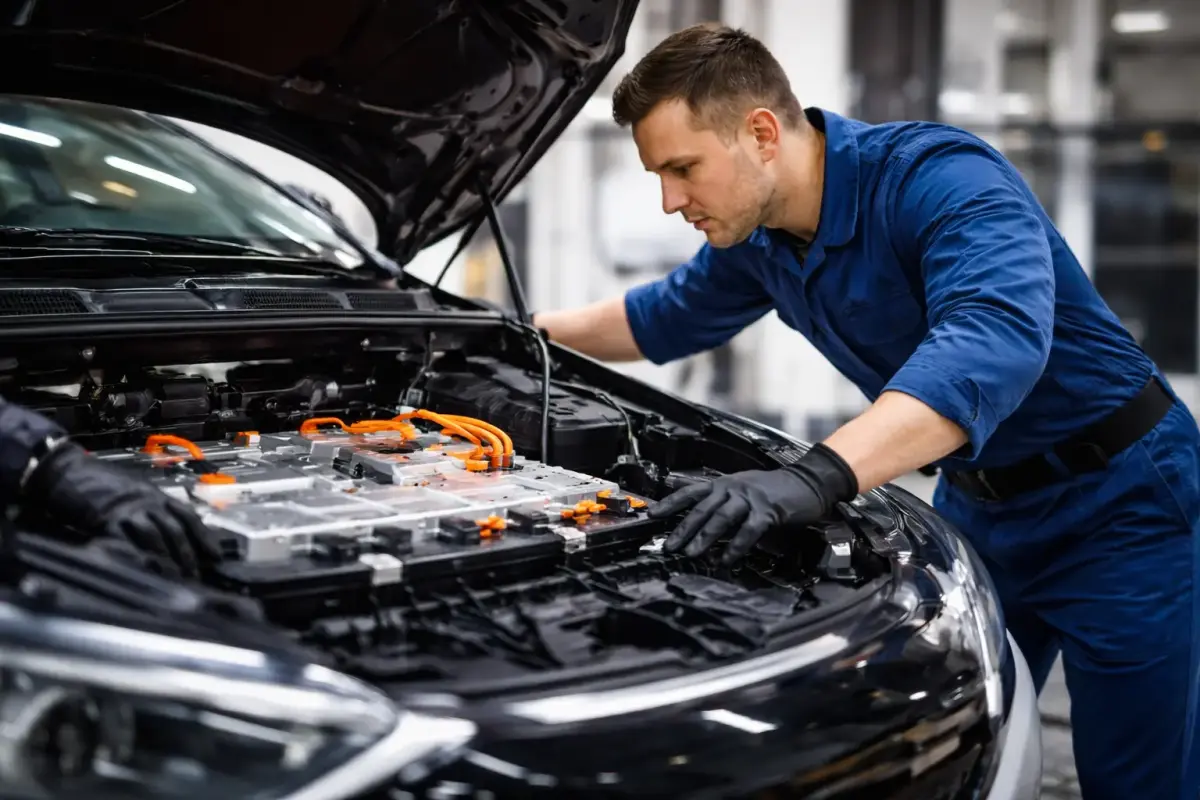 Wartung beim Elektroauto: Der Elektroantrieb besitzt weniger bewegliche Bauteile als ein Verbrennungsmotor, wodurch die Wartungskosten häufig niedriger ausfallen.
