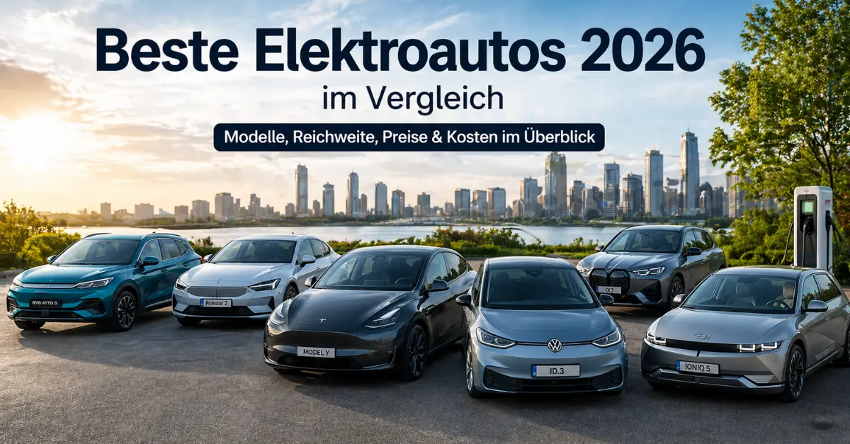 Beste Elektroautos 2026 im Vergleich: Modelle, Reichweite & Preise